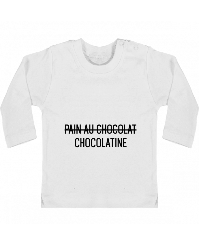 Baby T-shirt with press-studs long sleeve Chocolatine manches longues du designer tunetoo