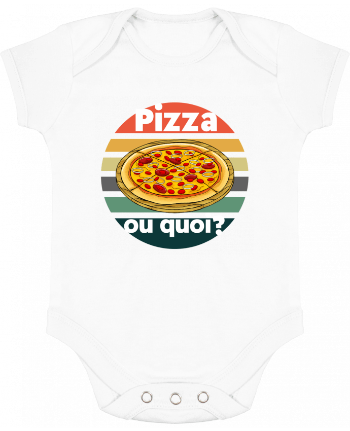 Body bébé manches contrastées Pizza ou quoi par Cheerocki