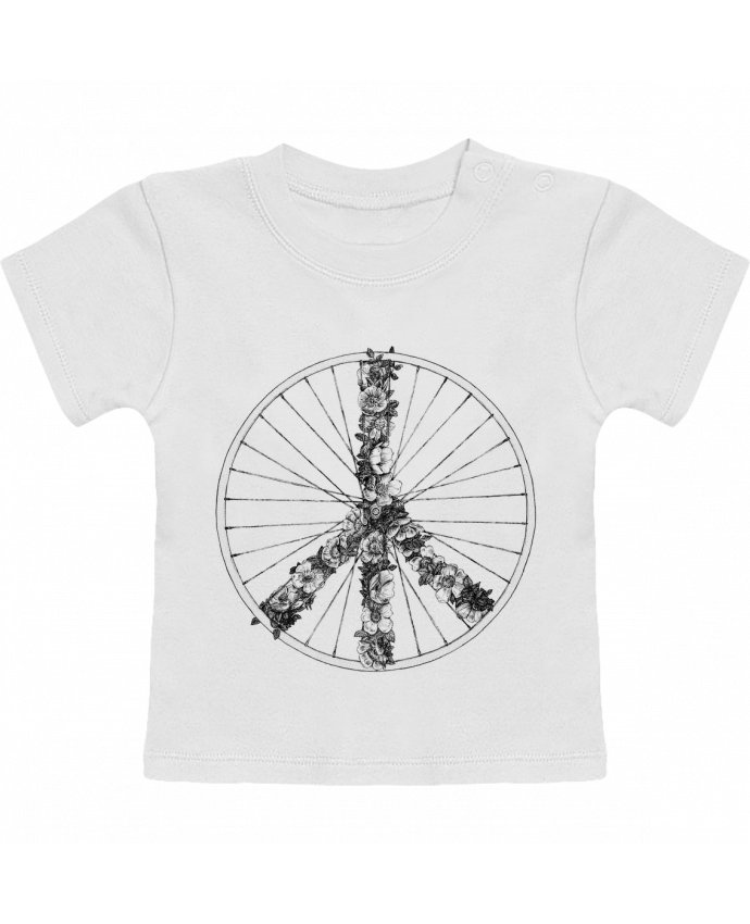 T-Shirt Baby Short Sleeve Peace and Bike Lines manches courtes du designer Florent Bodart