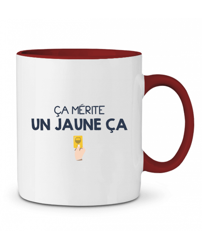 Mug bicolore Apéro, Ça mérite un jaune ça tunetoo