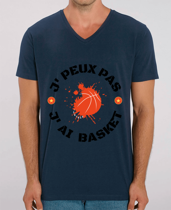 Men V-Neck T-shirt Stanley Presenter je peux pas j' ai basket by Fridaé