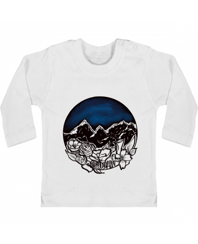 Camiseta Bebé Manga Larga con Botones  Montagne de fleurs manches longues du designer MMDesign29