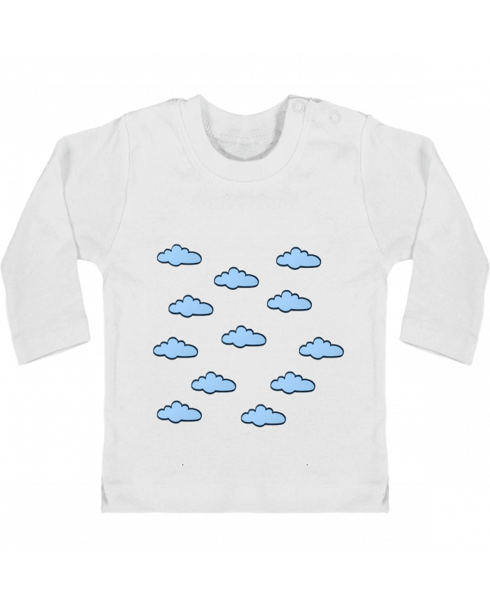 Baby T-shirt with press-studs long sleeve Nuages bleus manches longues du designer SuzonCreations