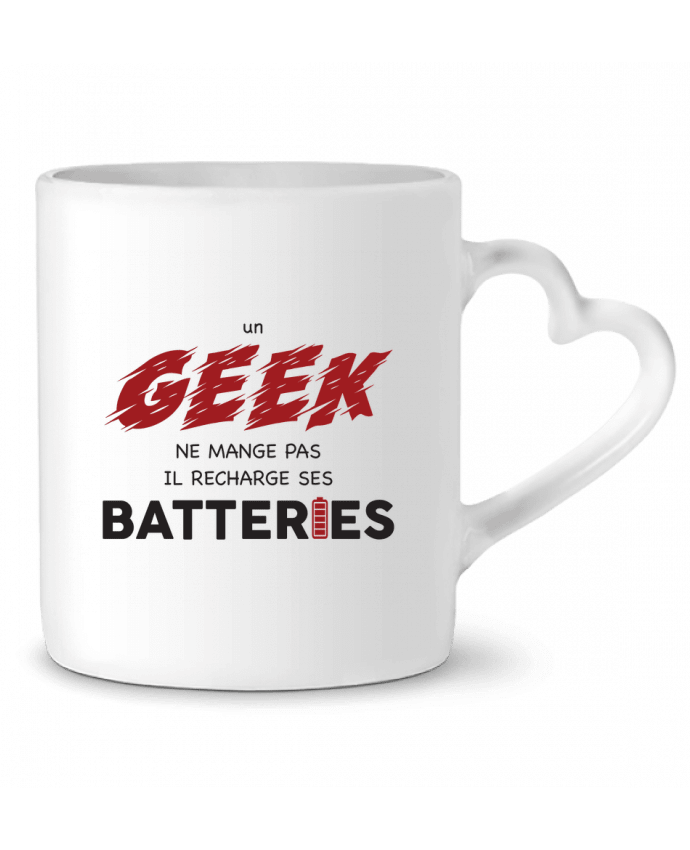 Mug coeur Un geek ne mange pas, il recharge ses batteries par tunetoo