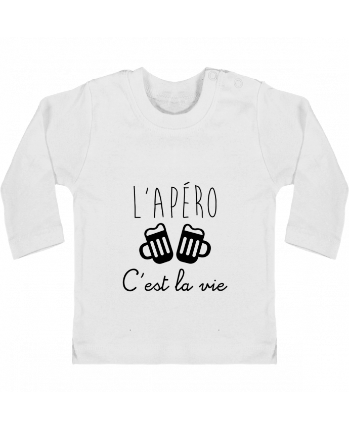 Baby T-shirt with press-studs long sleeve L'apéro c'est la vie , humour , alcool , drôle manches longues du designer Benichan