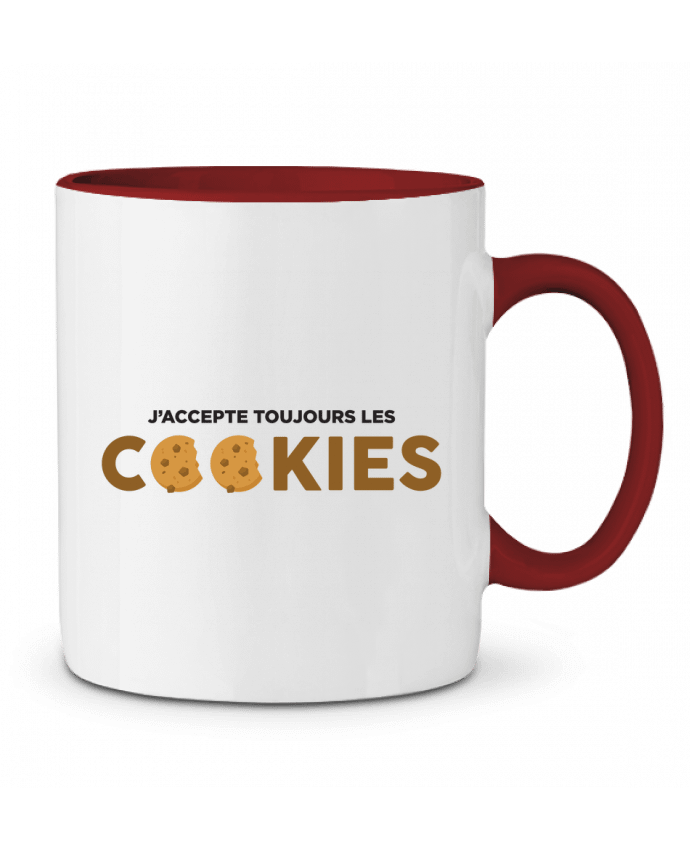 Mug bicolore J'accepte toujours les cookies tunetoo