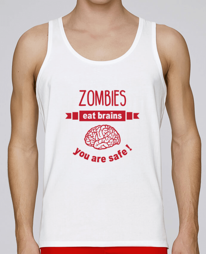 Débardeur homme Zombies eat brains, you are safe ! par tunetoo 100% coton bio