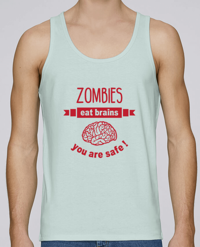 Débardeur homme Zombies eat brains, you are safe ! par tunetoo 100% coton bio