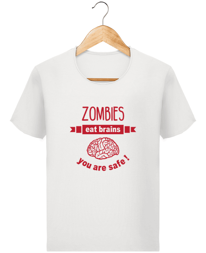  T-shirt Homme vintage Zombies eat brains, you are safe ! par tunetoo