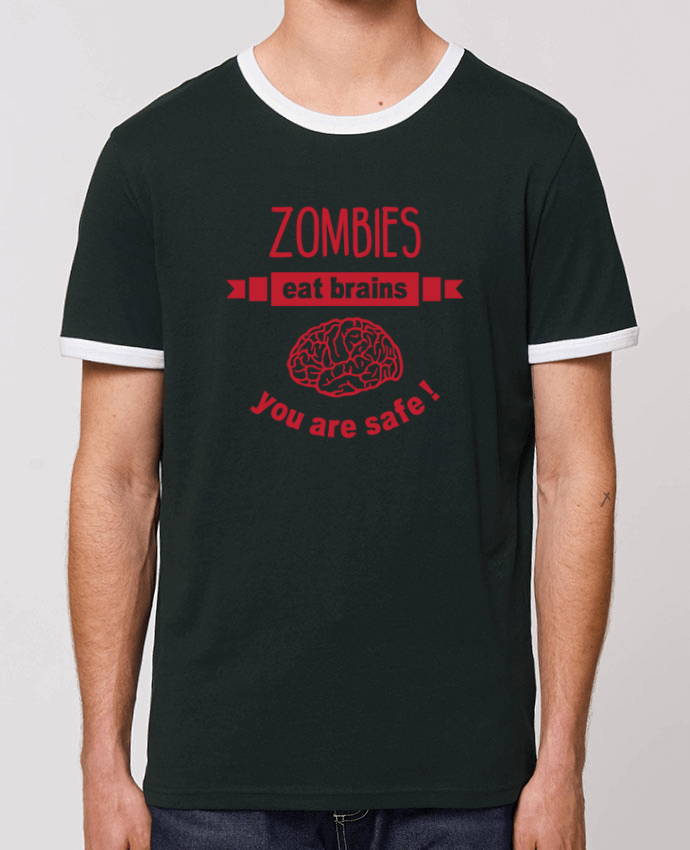 T-shirt Zombies eat brains, you are safe ! par tunetoo