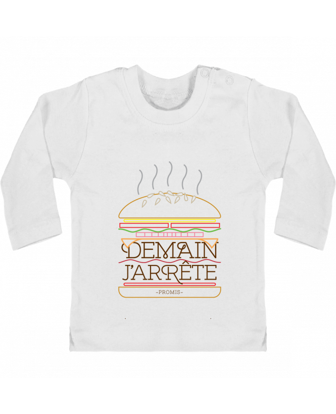 T-shirt bébé Promis, j'arrête les burgers manches longues du designer Promis