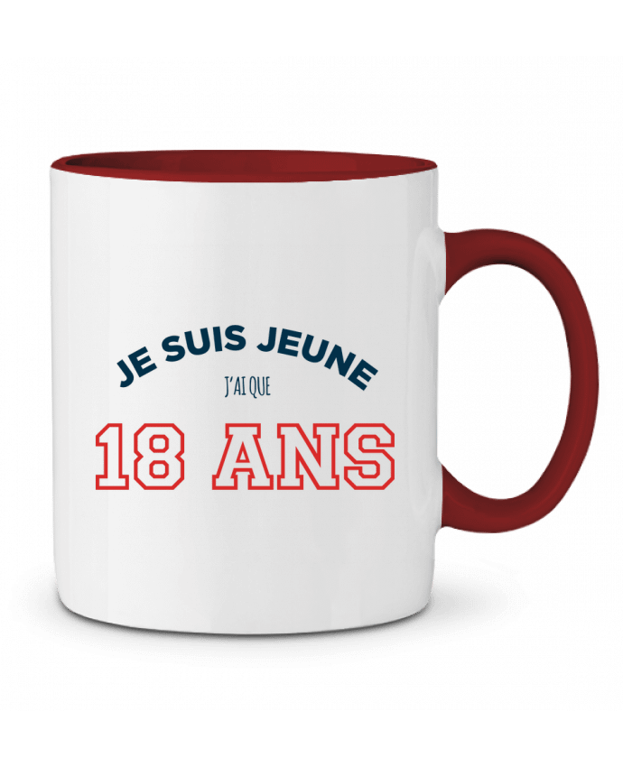 Mug bicolore Je suis jeune je n'ai que 18 ans - Anniversaire tunetoo