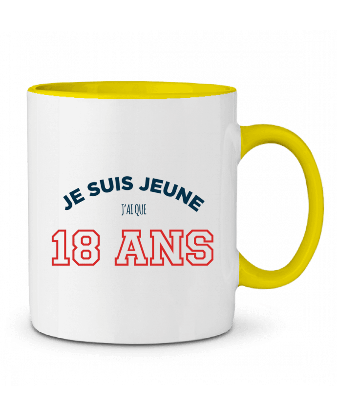 Mug bicolore Je suis jeune je n'ai que 18 ans - Anniversaire tunetoo