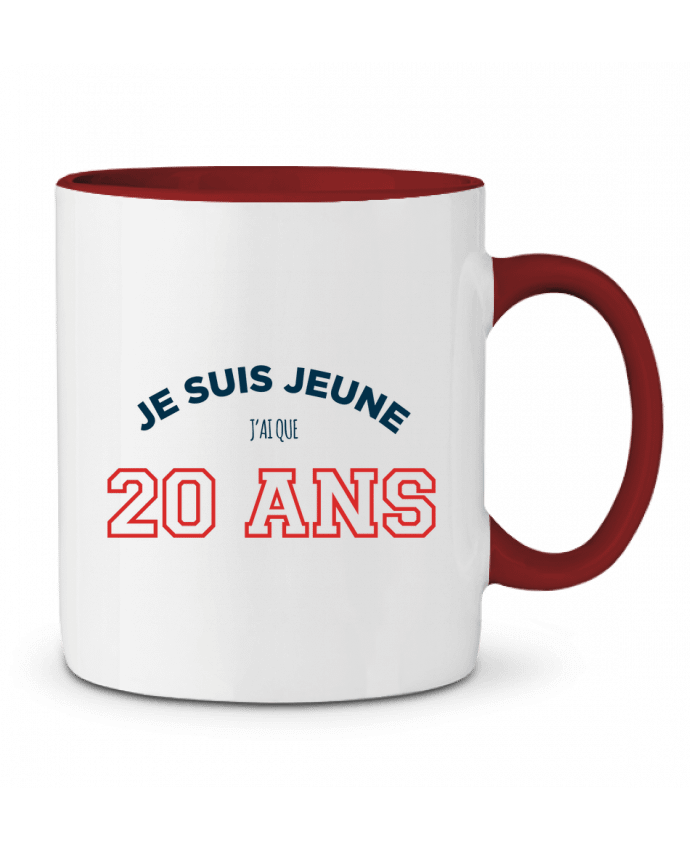 Mug bicolore Je suis jeune je n'ai que 20 ans - Anniversaire tunetoo