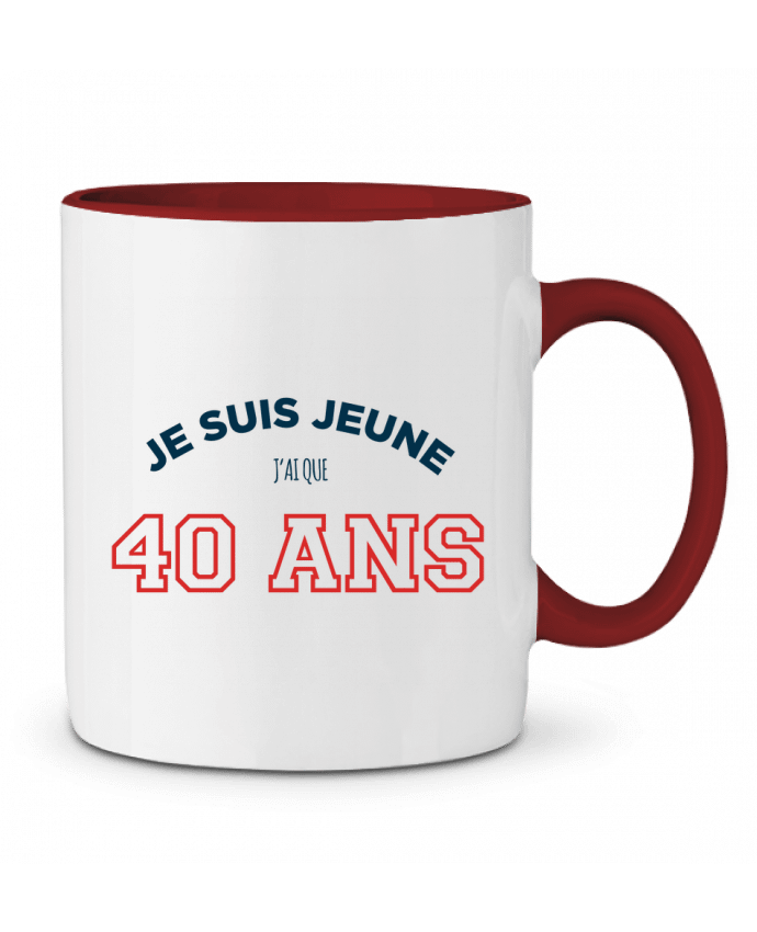 Mug bicolore Je suis jeune je n'ai que 40 ans - Anniversaire tunetoo