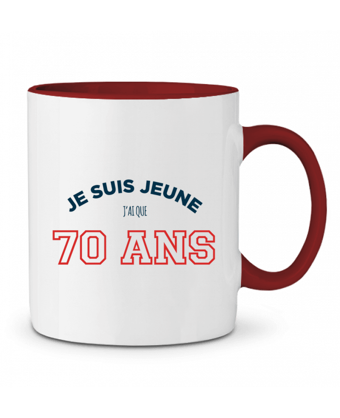 Mug bicolore Je suis jeune je n'ai que 70 ans - Anniversaire tunetoo
