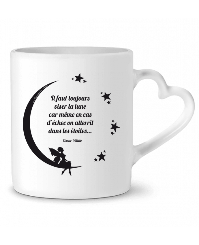 Mug coeur Toujours viser la lune... par Les Guerriers Pacifiques