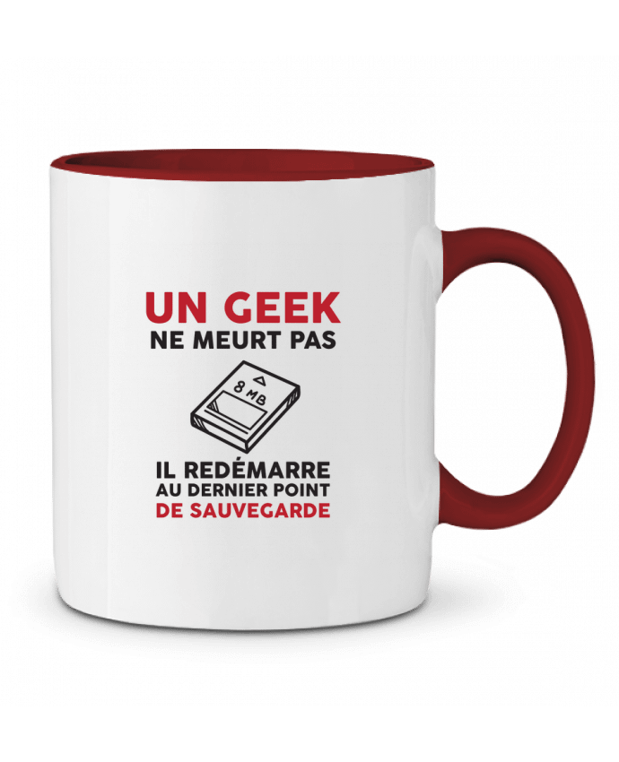Mug bicolore Un geek ne meurt pas tunetoo
