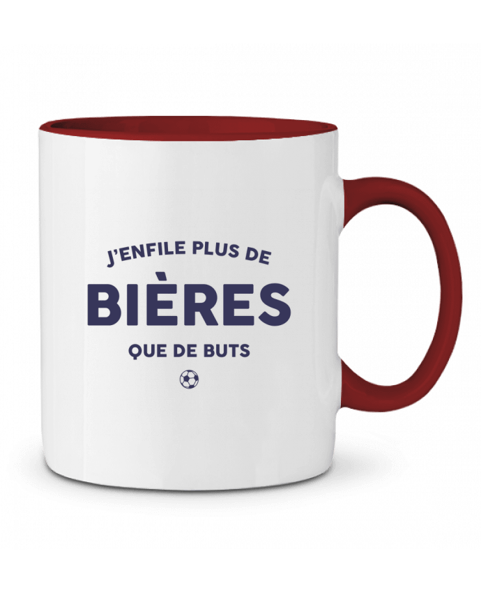 Mug bicolore J'enfile plus de bières que de buts tunetoo