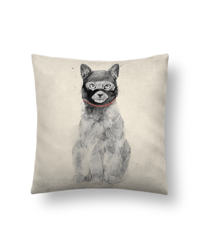 Coussin suédine Masked cat par Balàzs Solti