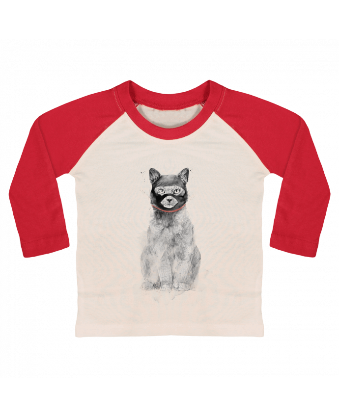 Tee-shirt Bébé Baseball ML Masked cat par Balàzs Solti