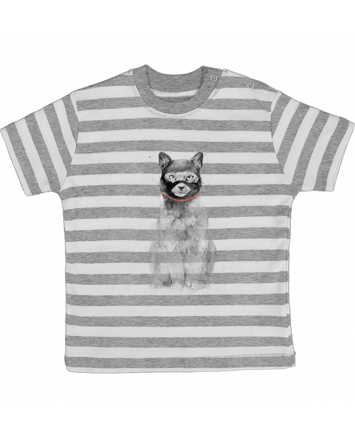 Tee-shirt bébé à rayures Masked cat par Balàzs Solti