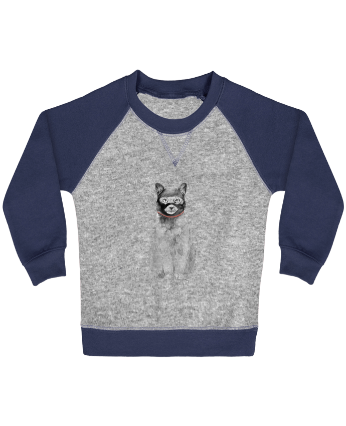 Sweat bébé manches contrastée Masked cat par Balàzs Solti