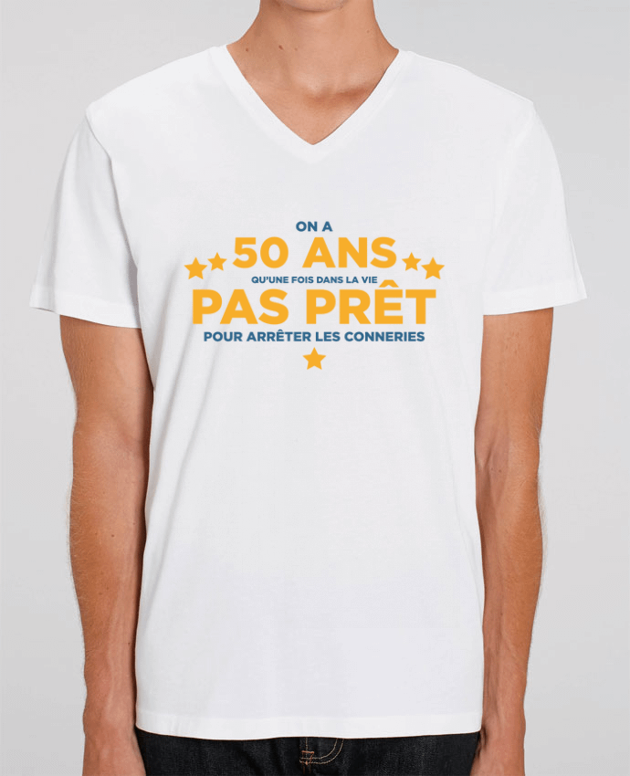 Camiseta Hombre Cuello V Stanley PRESENTER On a 50 ans qu'une fois dans la vie - Anniversaire por tunetoo