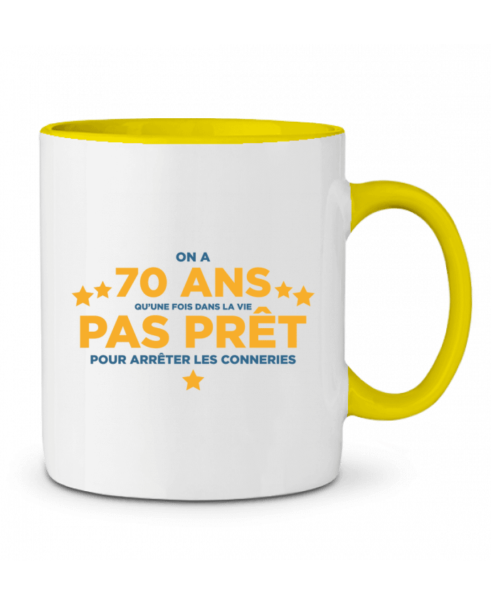 Two-tone Ceramic Mug On a 70 ans qu'une fois dans la vie - Anniversaire tunetoo