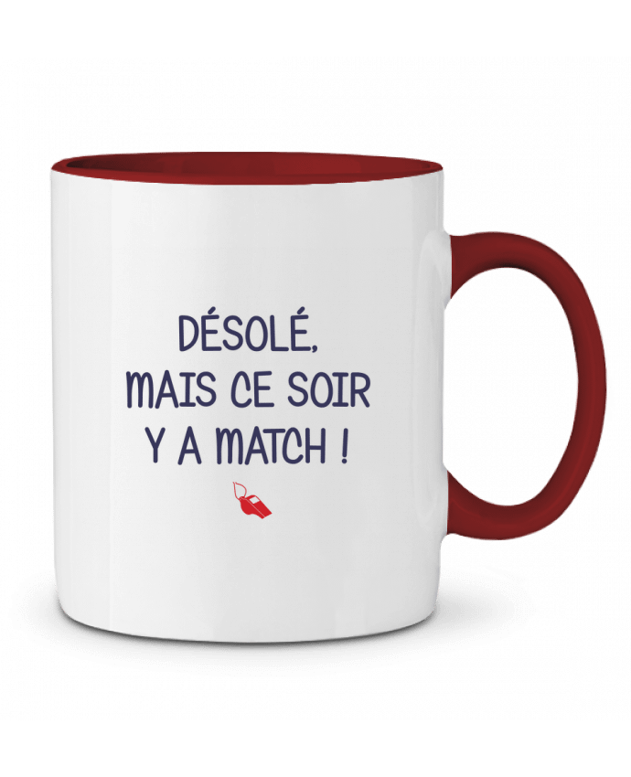 Mug bicolore Désolé mais ce soir y a match tunetoo