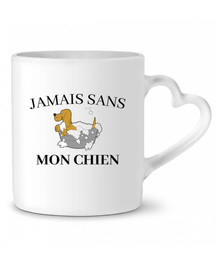 Mug coeur Jamais sans mon chien par frenchydesign