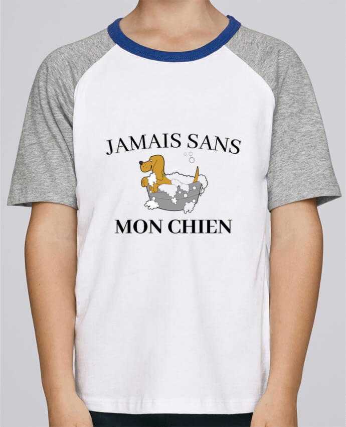 T-shirt enfant Baseball Jamais sans mon chien par frenchydesign