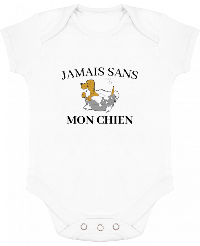 Body bébé manches contrastées Jamais sans mon chien par frenchydesign