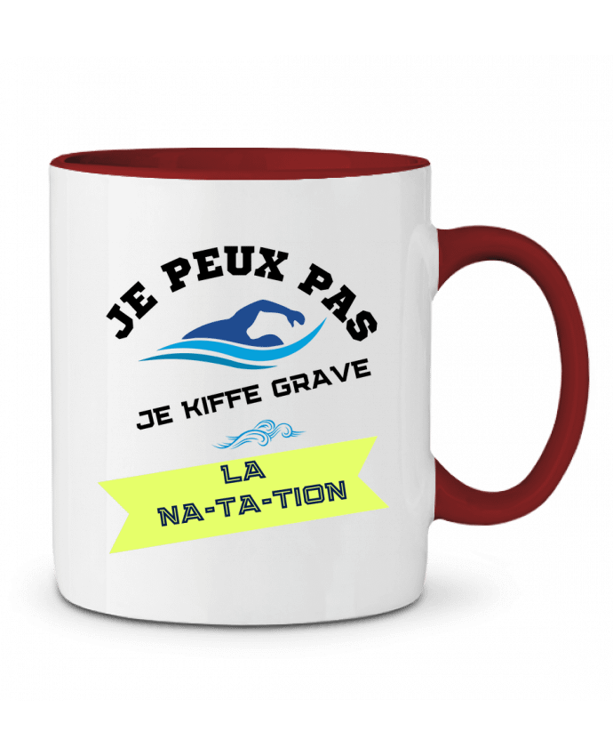 Mug bicolore je peux pas, je kiffe grave la natation Fridaé