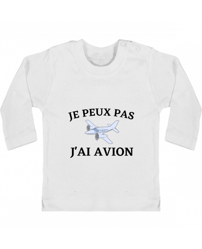 T-shirt bébé Je peux pas j'ai avion manches longues du designer frenchydesign