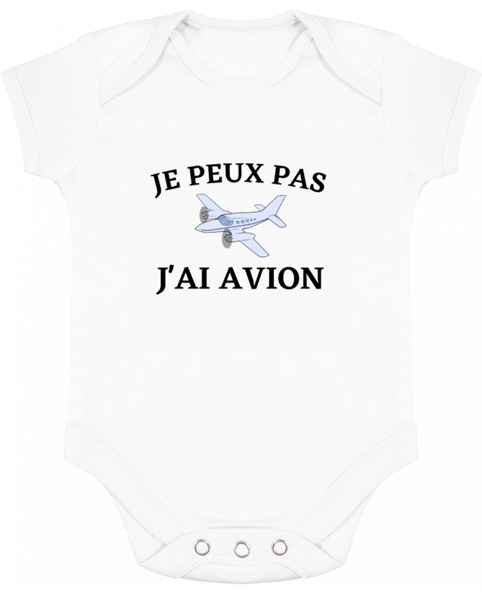 Body bébé manches contrastées Je peux pas j'ai avion par frenchydesign