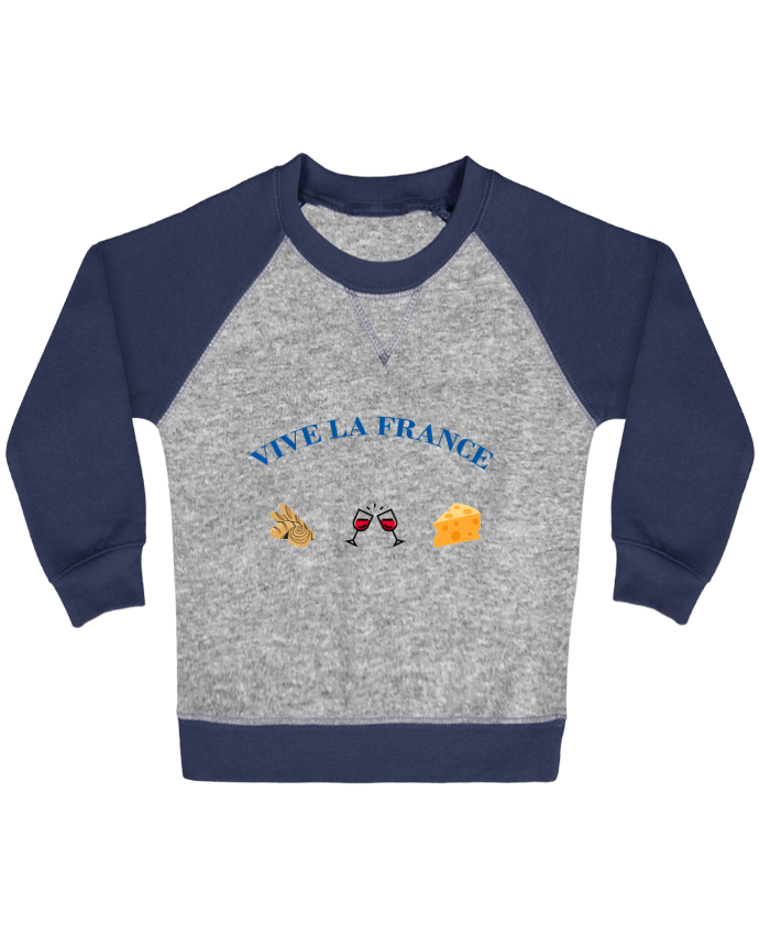 Sweat bébé manches contrastée Vive la France : tradition Française par frenchydesign