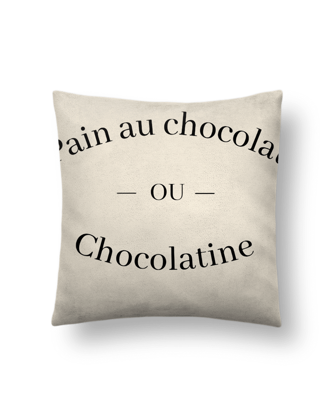 Coussin suédine Pain au chocolat ou chocolatine ? par Frenchydesign