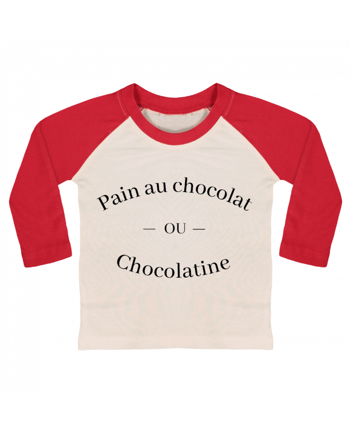 Tee-shirt Bébé Baseball ML Pain au chocolat ou chocolatine ? par Frenchydesign