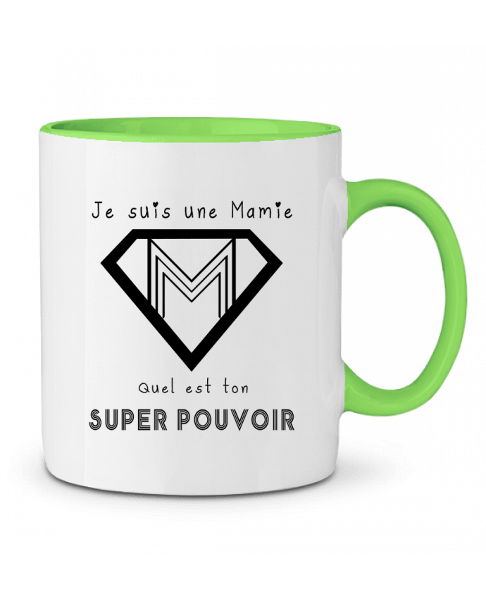 Mug bicolore je suis une mamie, quel est ton super pouvoir ? A.L.I.