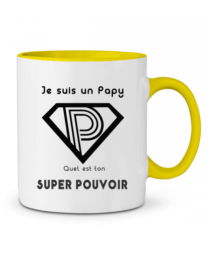 Mug bicolore Je suis un papy quel est ton super pouvoir A.L.I.