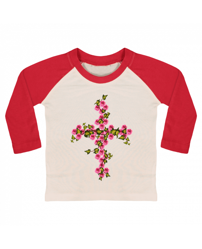 Tee-shirt Bébé Baseball ML Croix roses et lierre par Les Caprices de Filles