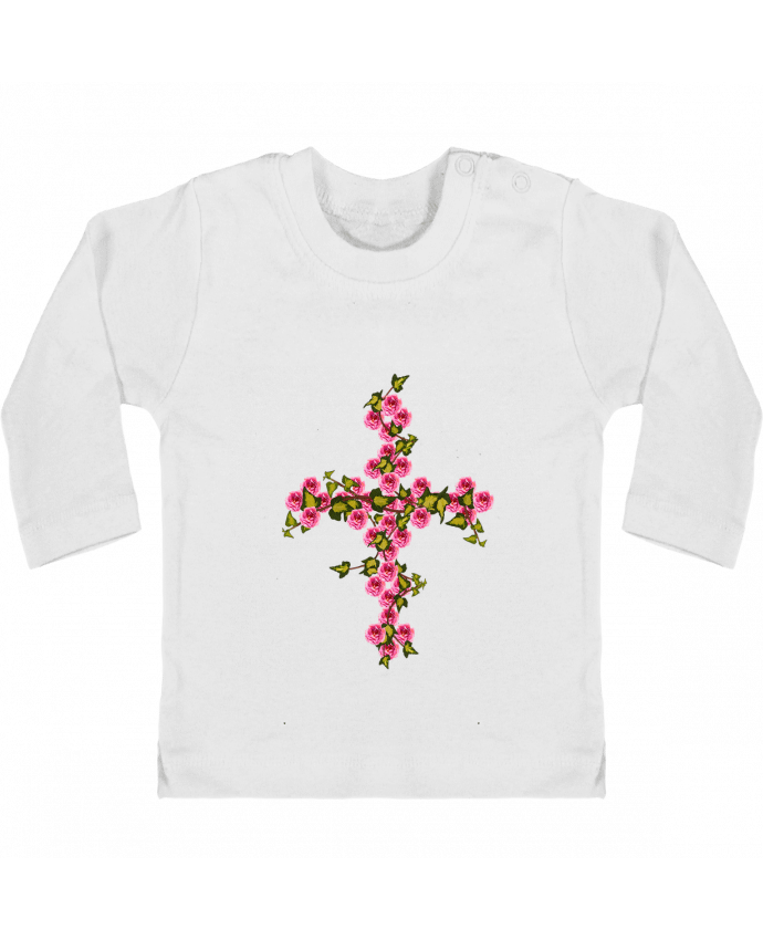 T-shirt bébé Croix roses et lierre manches longues du designer Les Caprices de Filles