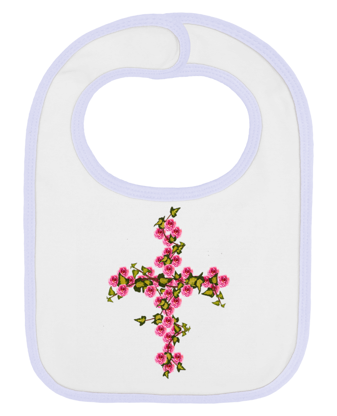 Bavoir bébé uni Croix roses et lierre par Les Caprices de Filles