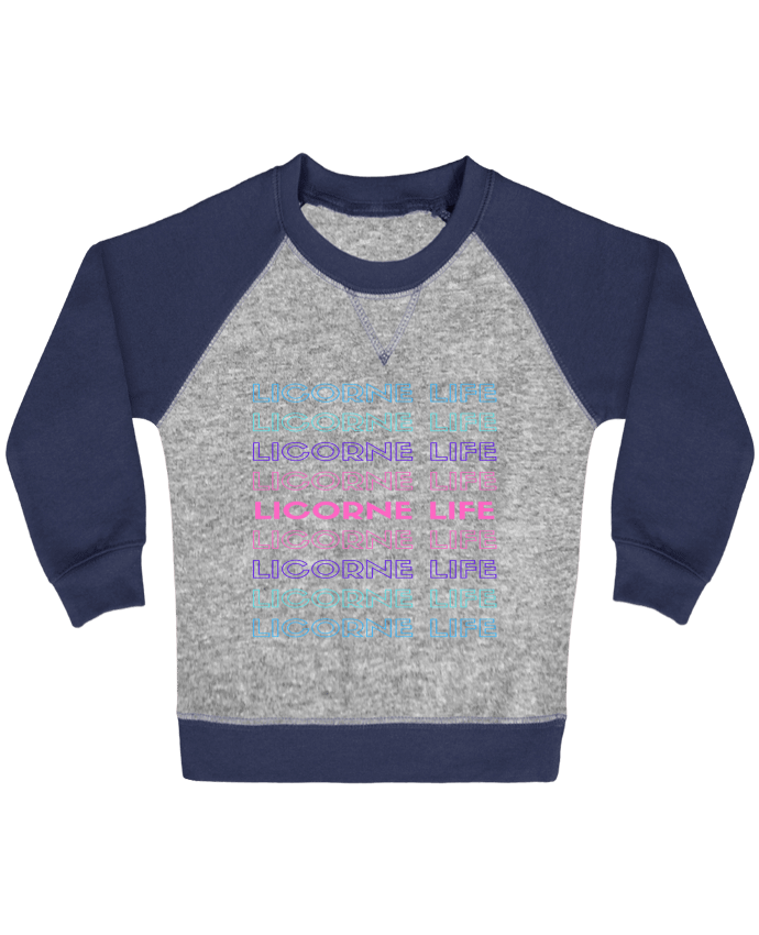 Sweat bébé manches contrastée LICORNE-LIFE par btskm