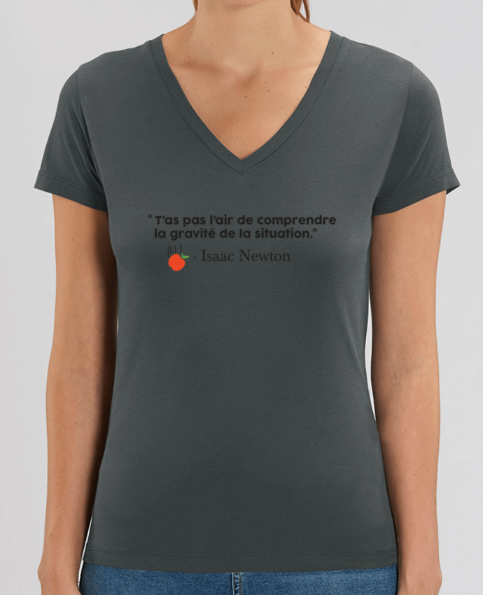 Camiseta Mujer Cuello V Stella EVOKER Blague Gravité - Isaac Newton Par  tunetoo