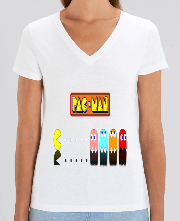 Women V-Neck T-shirt Stella Evoker Pac-Man Par  Vince59153