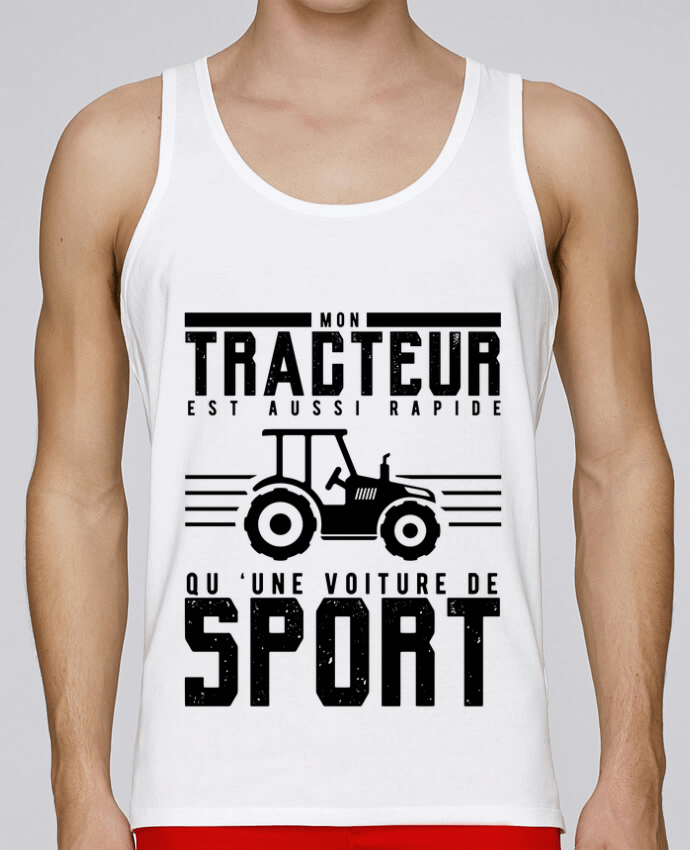 Débardeur homme Mon tracteur est aussi rapide qu'une voiture de sport par mkykamab 100% coton bio