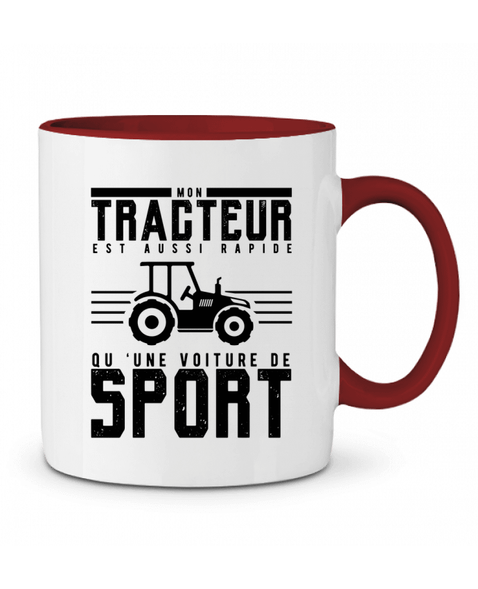 Mug bicolore Mon tracteur est aussi rapide qu'une voiture de sport mkykamab