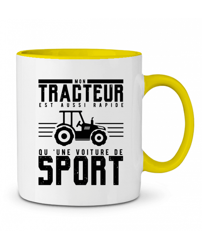 Mug bicolore Mon tracteur est aussi rapide qu'une voiture de sport mkykamab